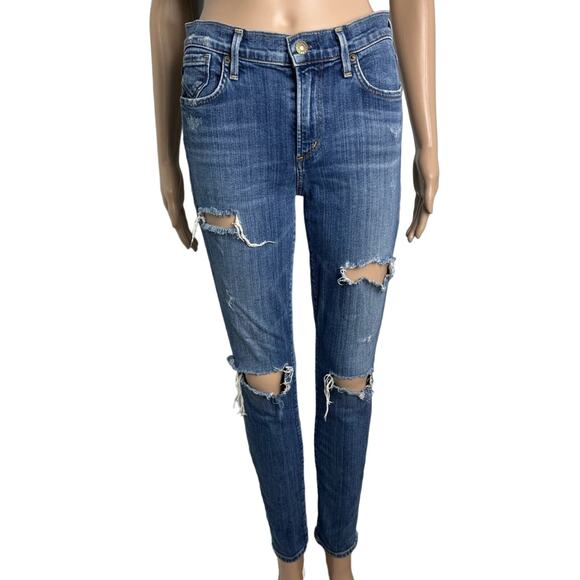 AGOLDE Women's Sophie High Rise Stretch Distressed Ripped Skinny Jeans - Picture 2 of 12